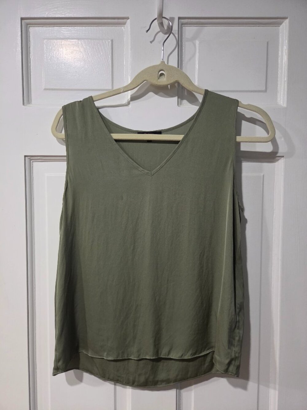 Quince Washable Stretch Silk Tank Top Moss Green Size S